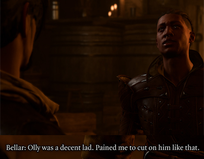 Olly was a decent lad. Pained me to cut on him like that.