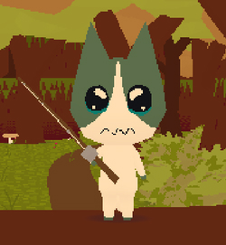 My Webfishing character. It's crying.